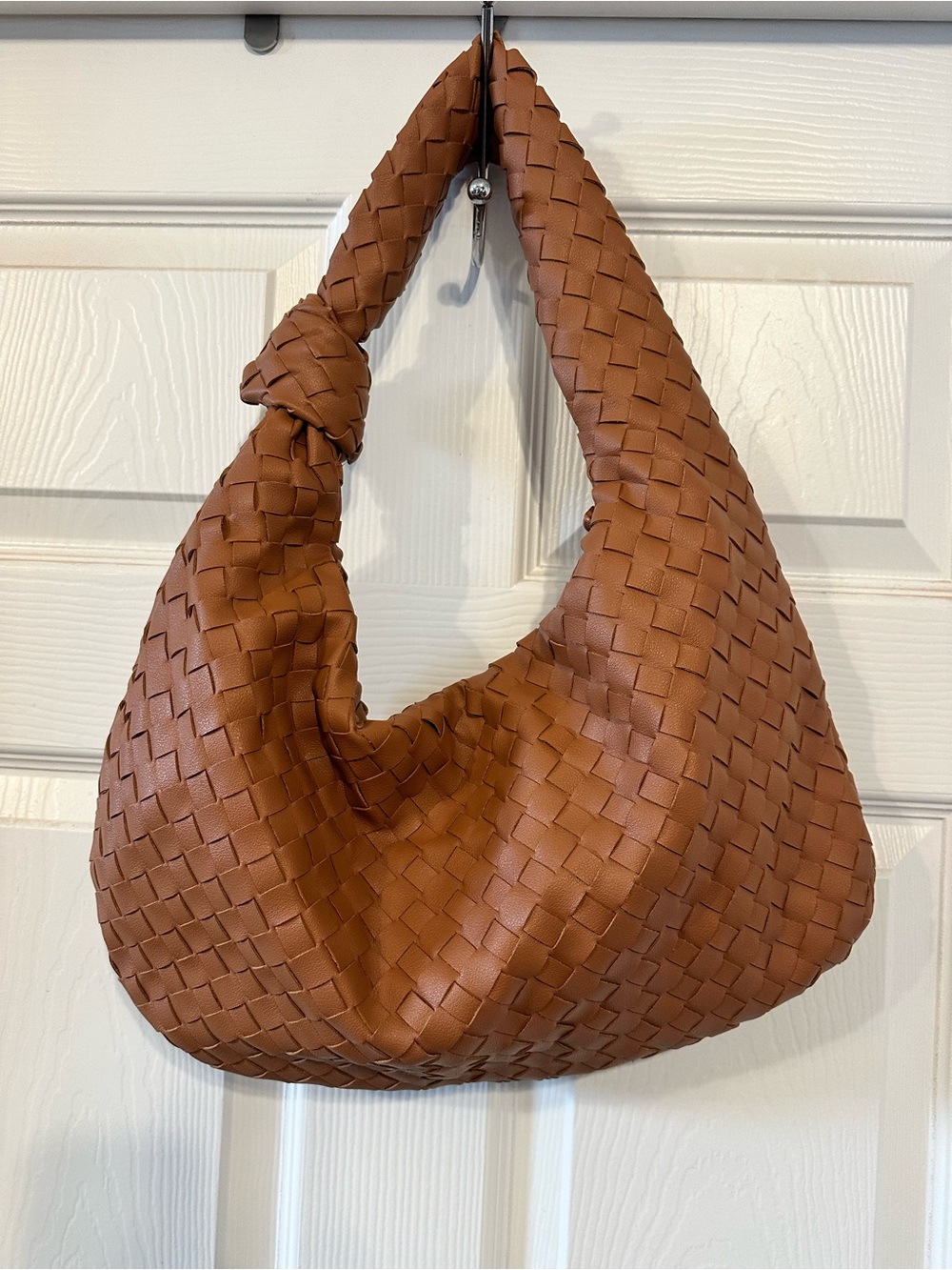Woven Hobo Shoulder Bag - Brown
